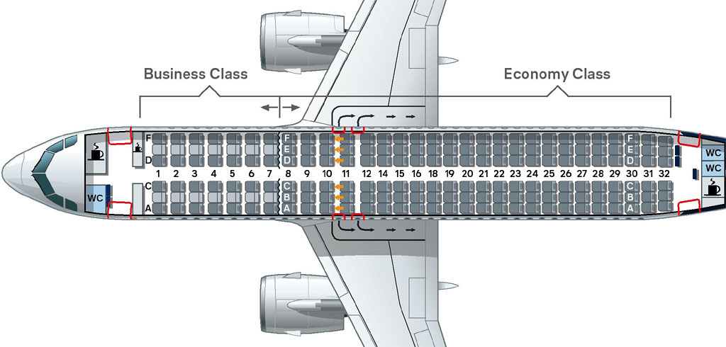 Cхема салона Airbus A320neo
