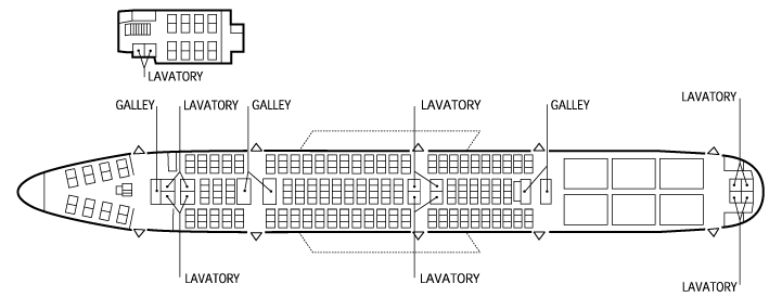 Компоновка пассажиорского салона самолета Boeing 747-200