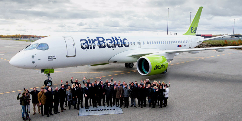 Первый самолет Bombardier CS300 авиакомпании airBaltic