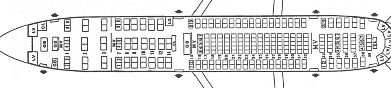 Компоновка пассажиорского салона самолета Lockheed L-1011 TriStar